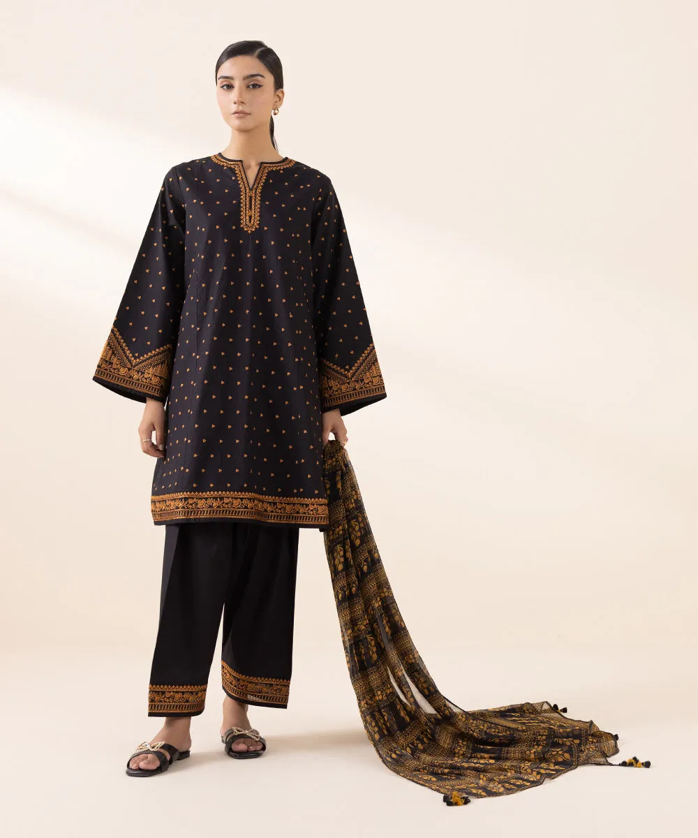 3 Piece - Embroidered Cambric Suit