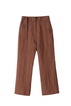 Aerin Belted Linen Trousers Terra