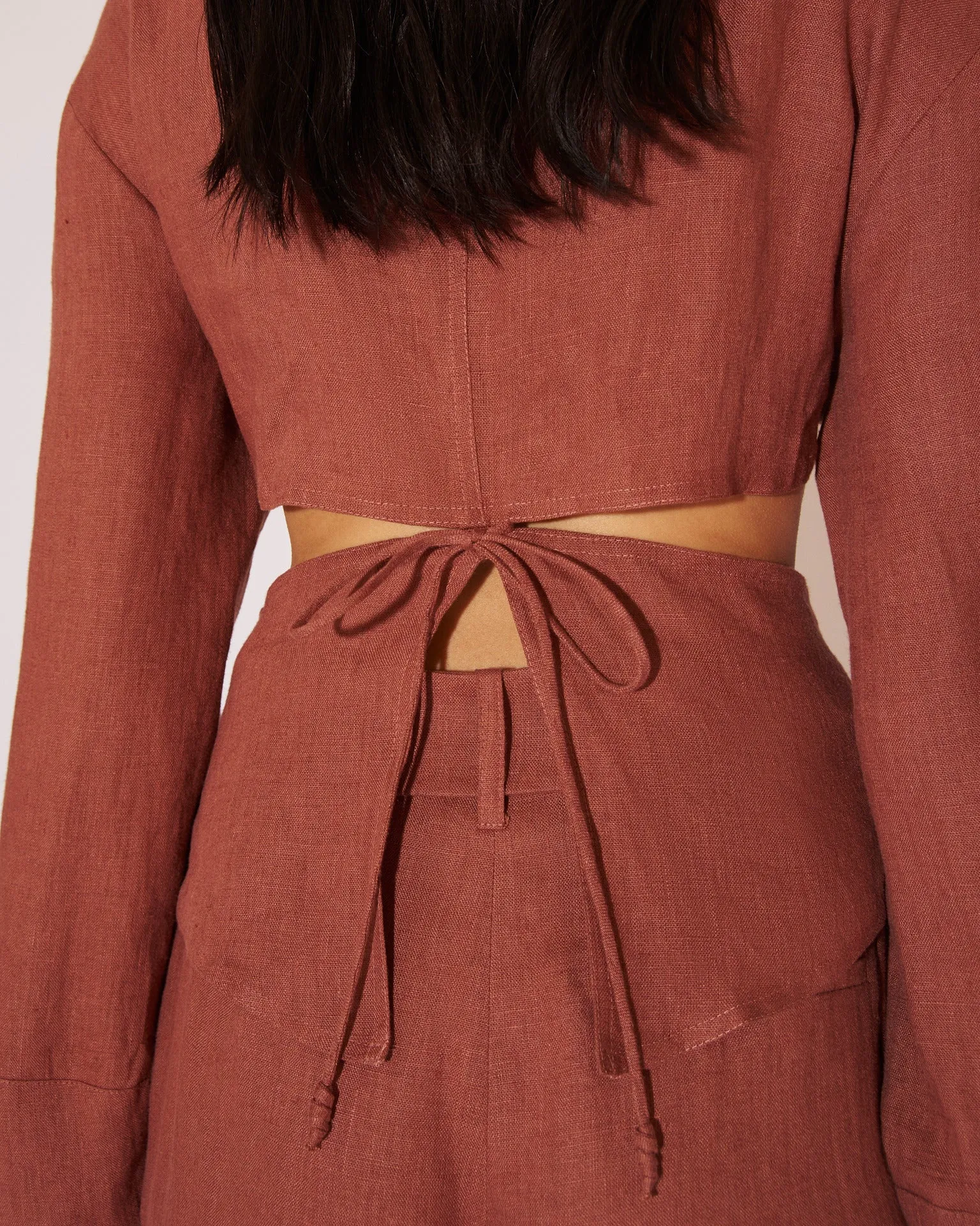 Aerin Belted Linen Trousers Terra
