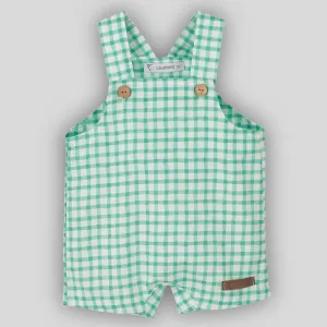 Baby Boys Green Check Cotton Romper - Calamaro 32432