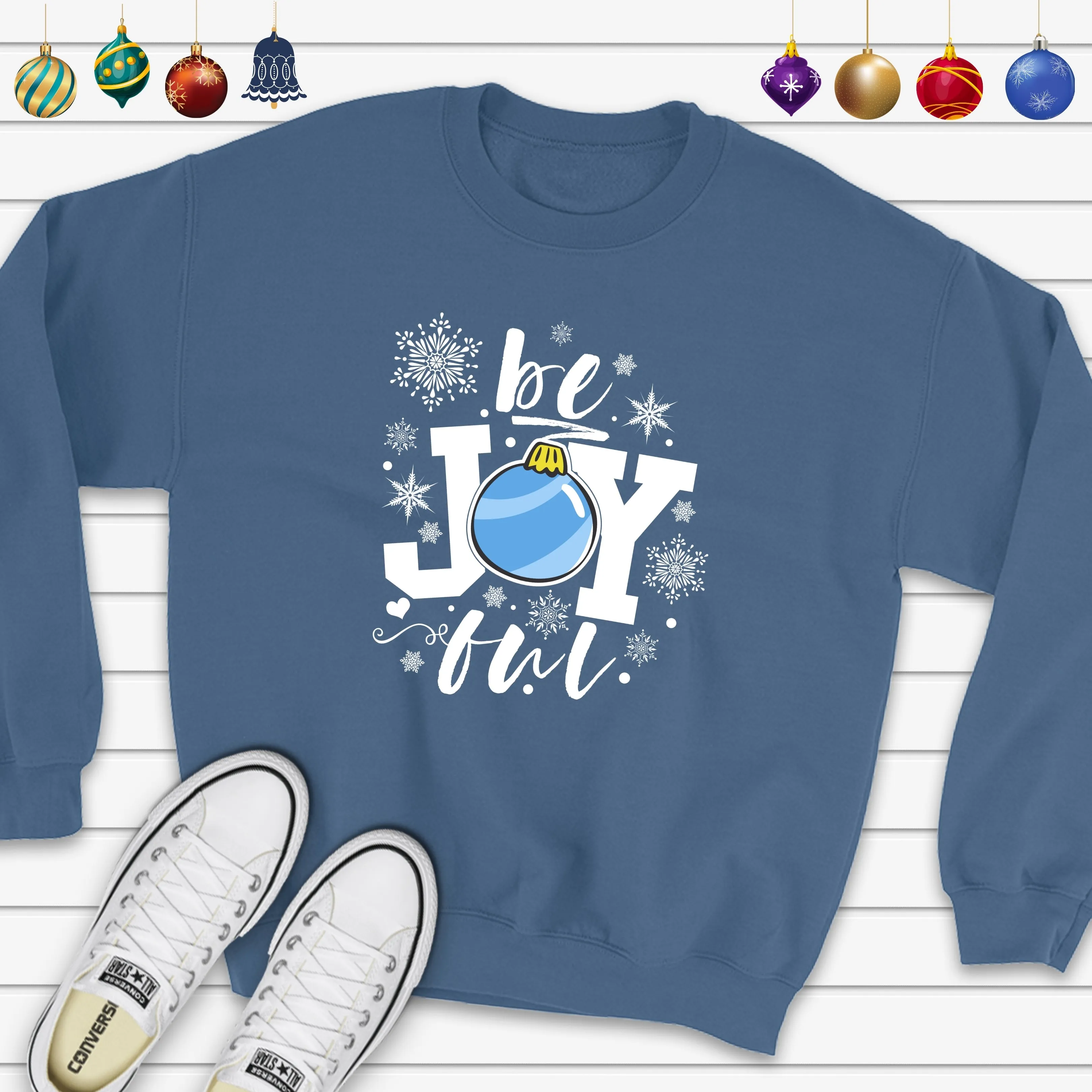 be Joyful Ornament Snowflakes Sweatshirt