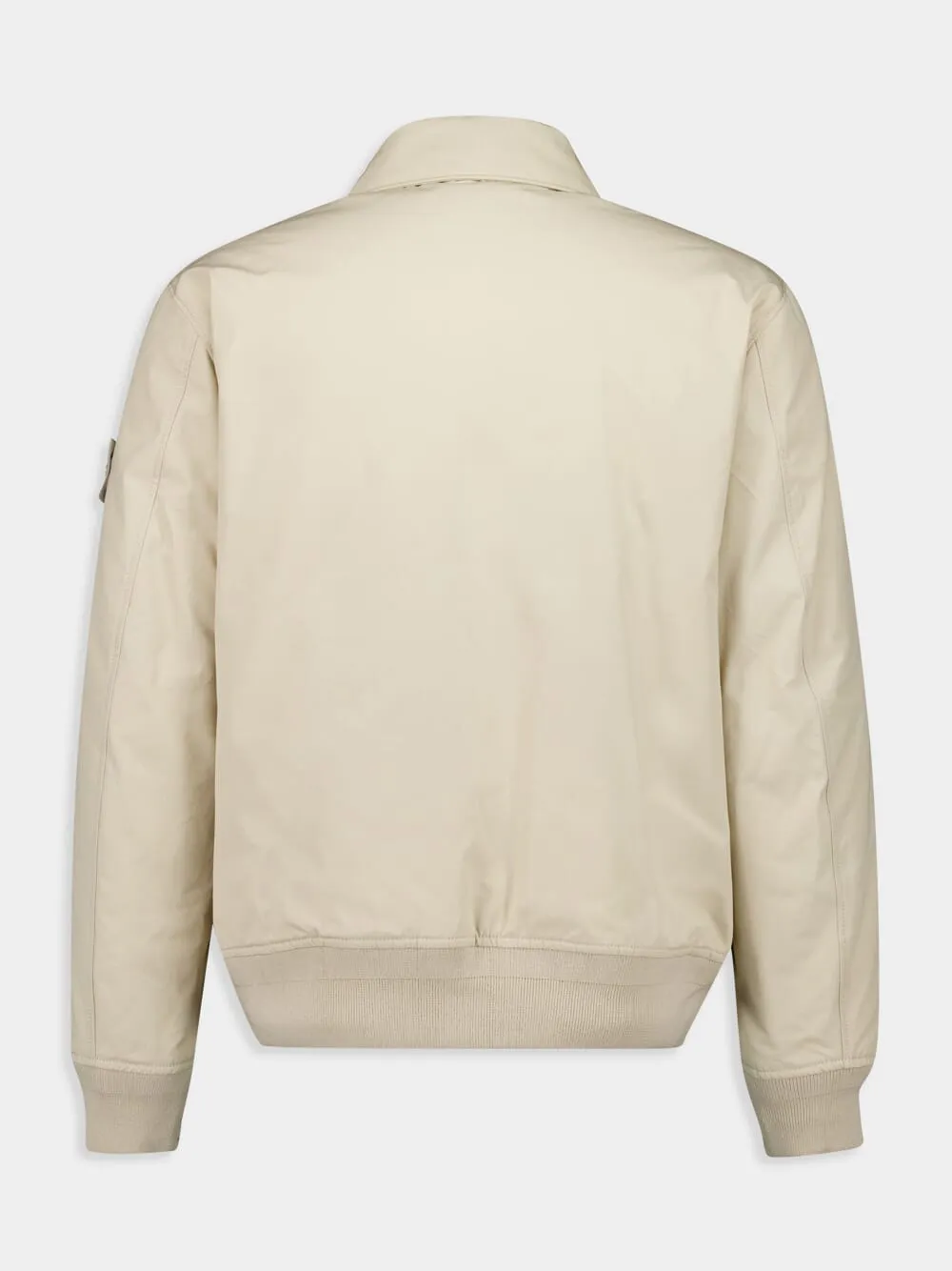 Beige Logo Patch Zipped Jacket