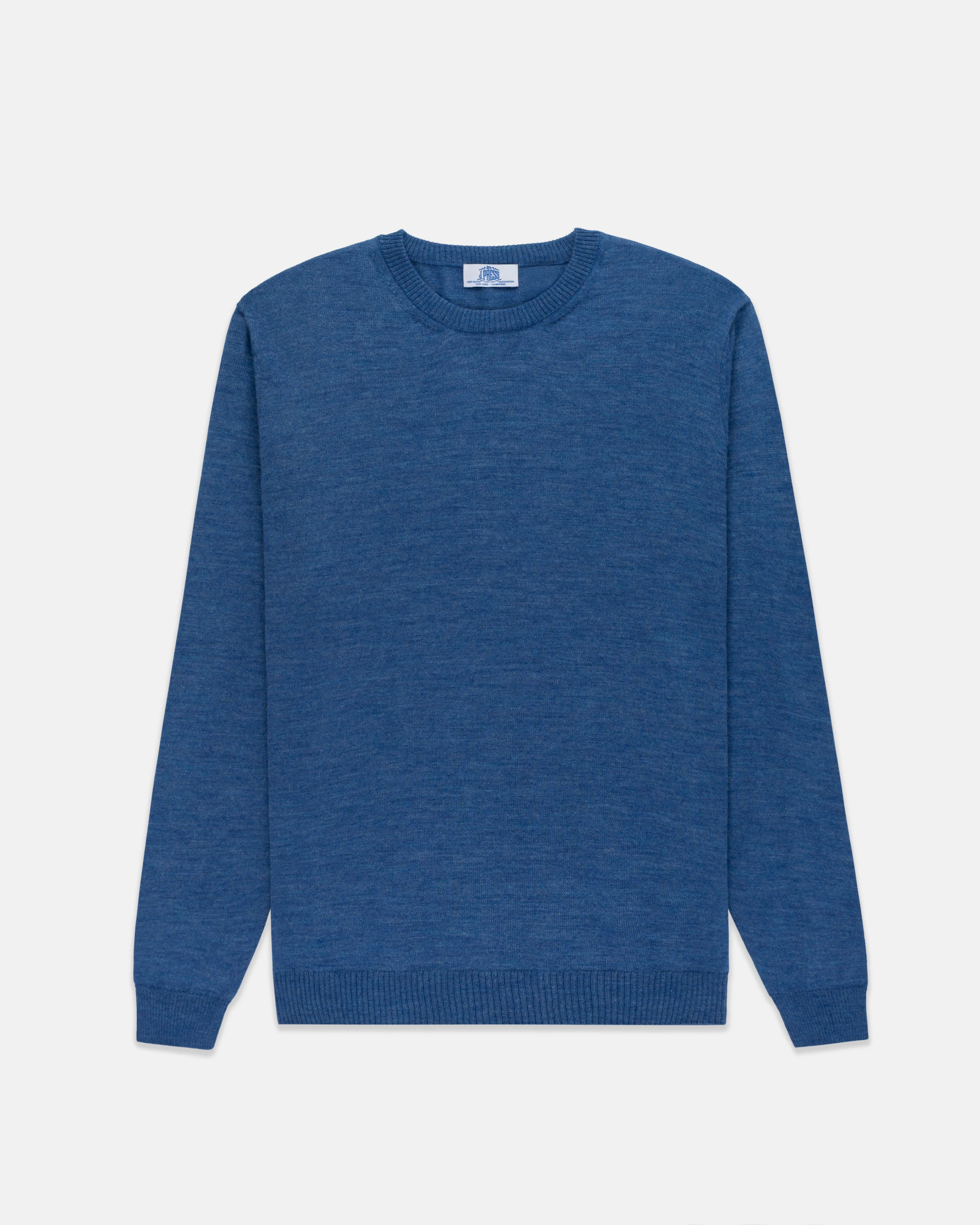 BLUE ALPACA/SILK CREWNECK SWEATER