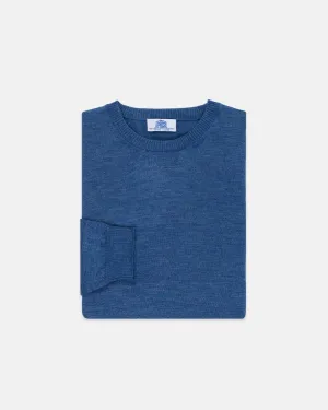 BLUE ALPACA/SILK CREWNECK SWEATER