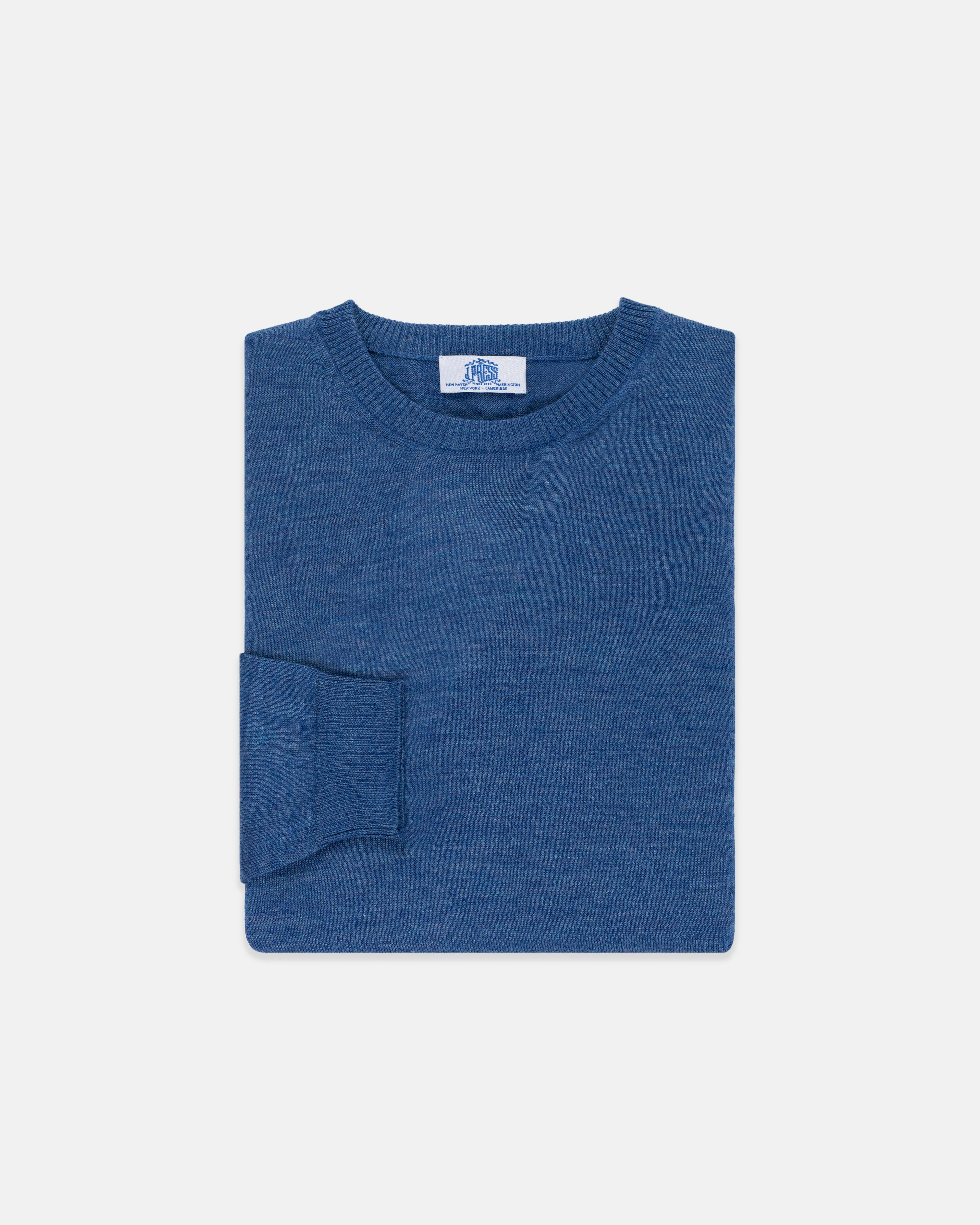 BLUE ALPACA/SILK CREWNECK SWEATER