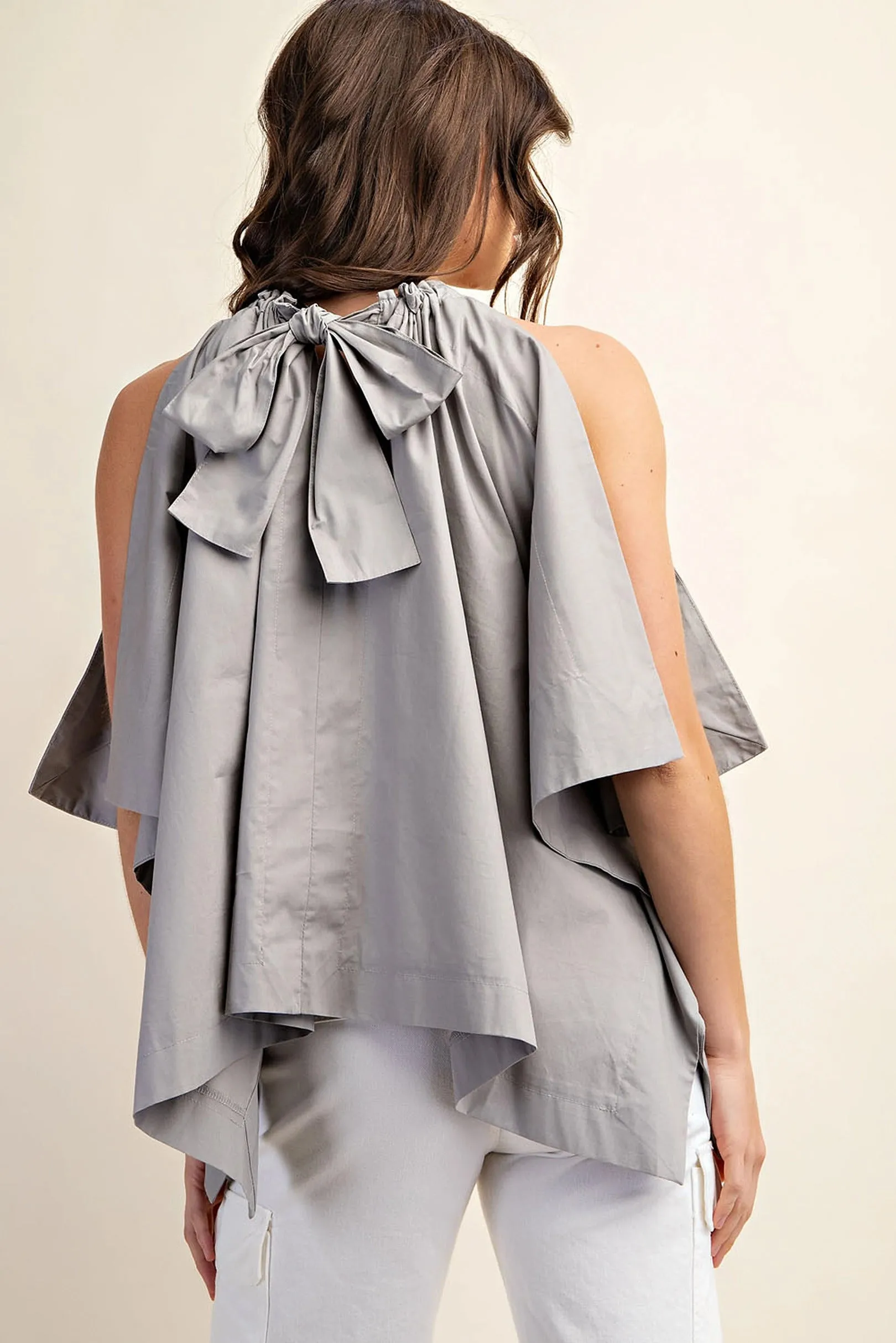 Bow Back Sleeveless Blouse Top