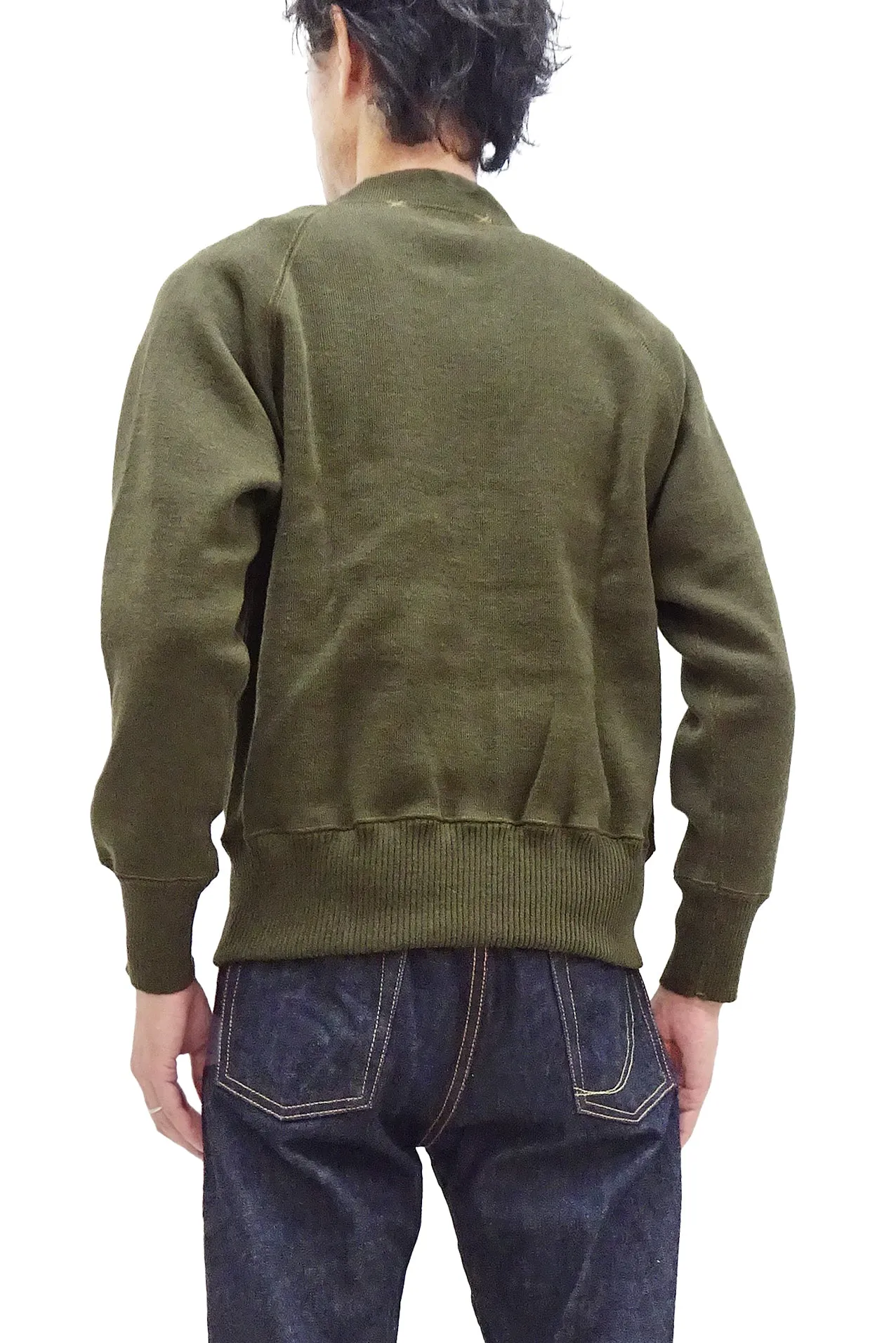 Buzz Rickson Zip Front Sweater Men's Reproduction of WWII USAAF Type C-2 Sweaters Wool Cardigan BR90259 Olive