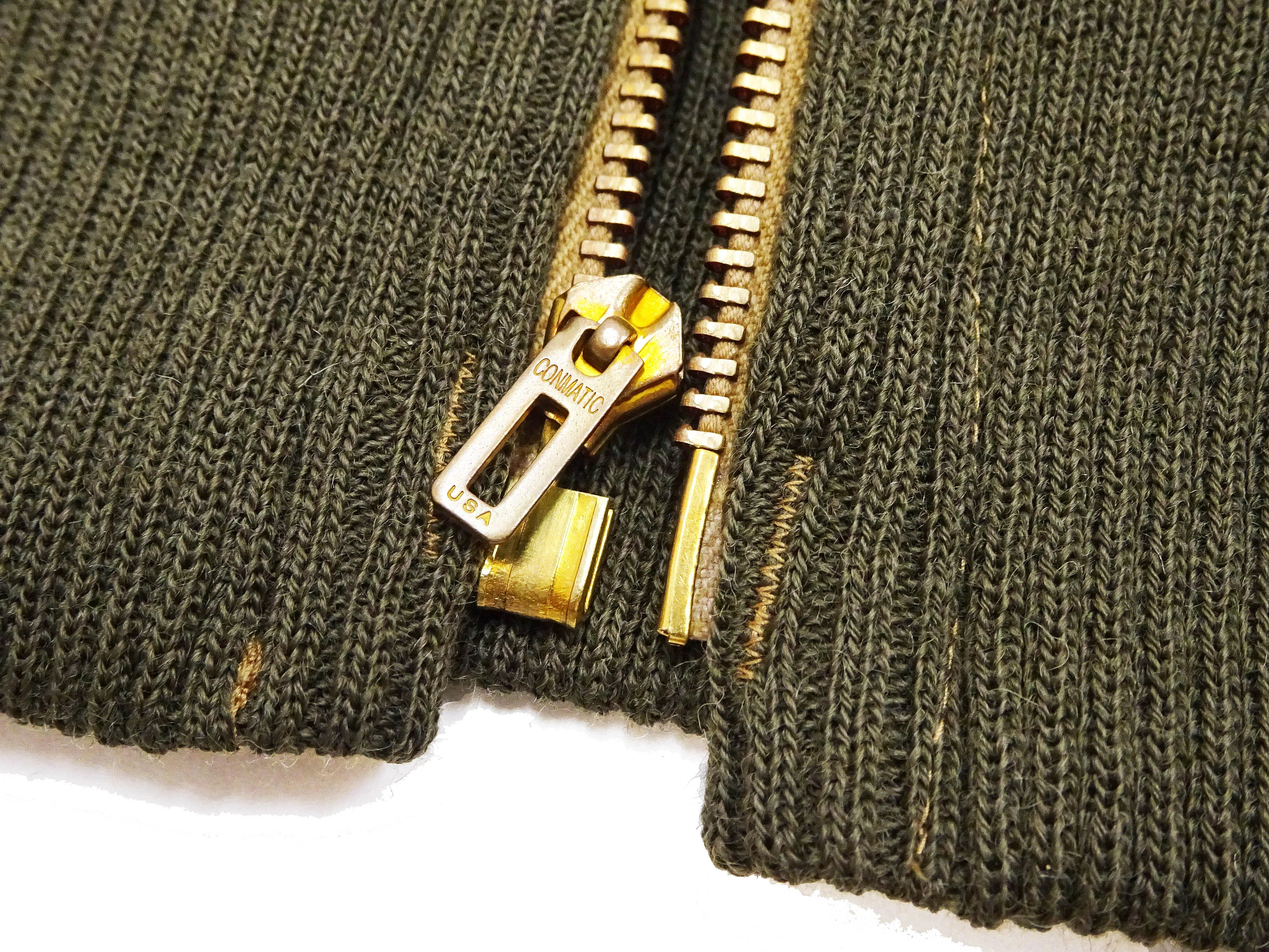Buzz Rickson Zip Front Sweater Men's Reproduction of WWII USAAF Type C-2 Sweaters Wool Cardigan BR90259 Olive