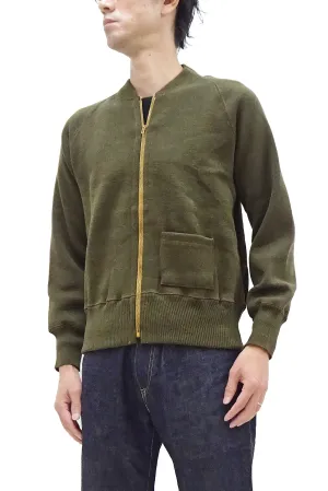 Buzz Rickson Zip Front Sweater Men's Reproduction of WWII USAAF Type C-2 Sweaters Wool Cardigan BR90259 Olive