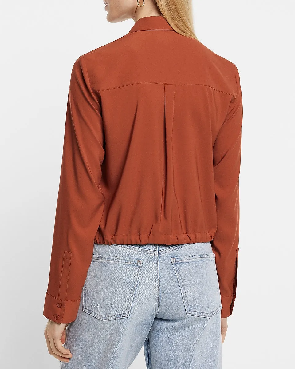 Cinched Tie Bottom Relaxed Portofino Shirt in Bullion