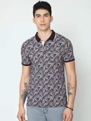 Classic Polo Mens Cotton Half Sleeve Printed Slim Fit Polo Neck Grey Color T-Shirt | BELLO - 233 B SF P