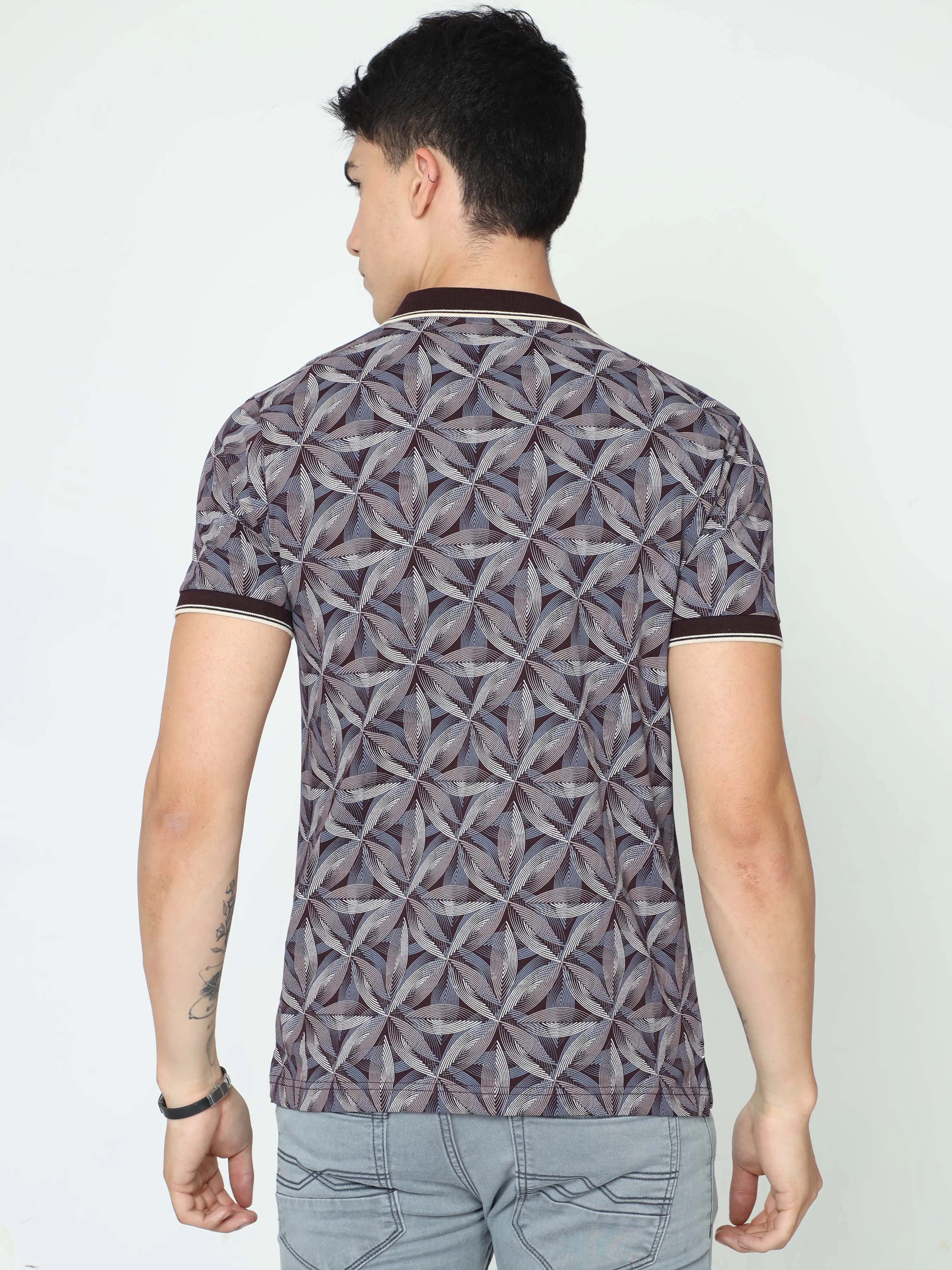Classic Polo Mens Cotton Half Sleeve Printed Slim Fit Polo Neck Grey Color T-Shirt | BELLO - 233 B SF P