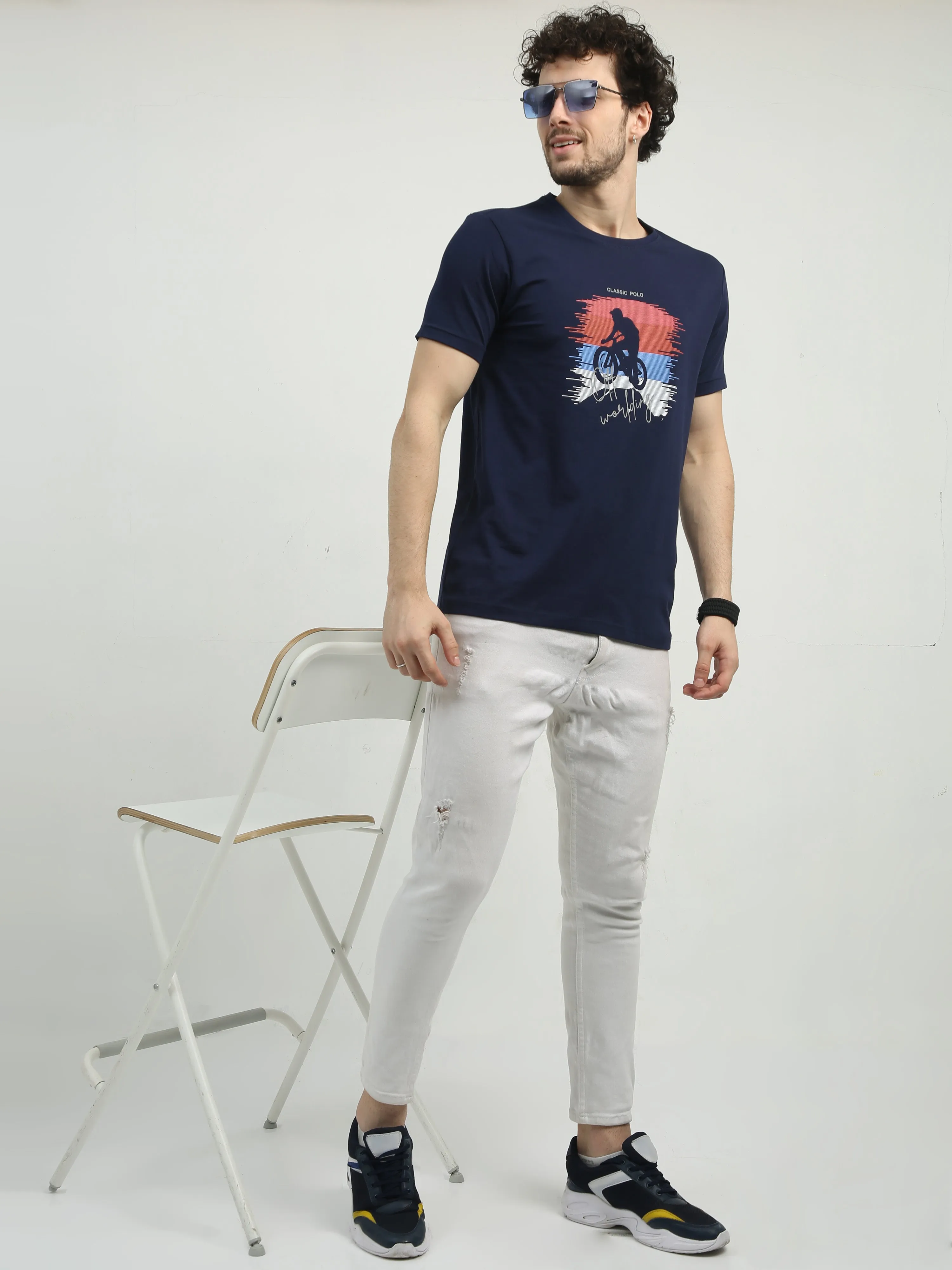 Classic Polo Men's Crew Neck Half Sleeve Slim Fit Cotton T Shirt | BALENO - 556 A SF C