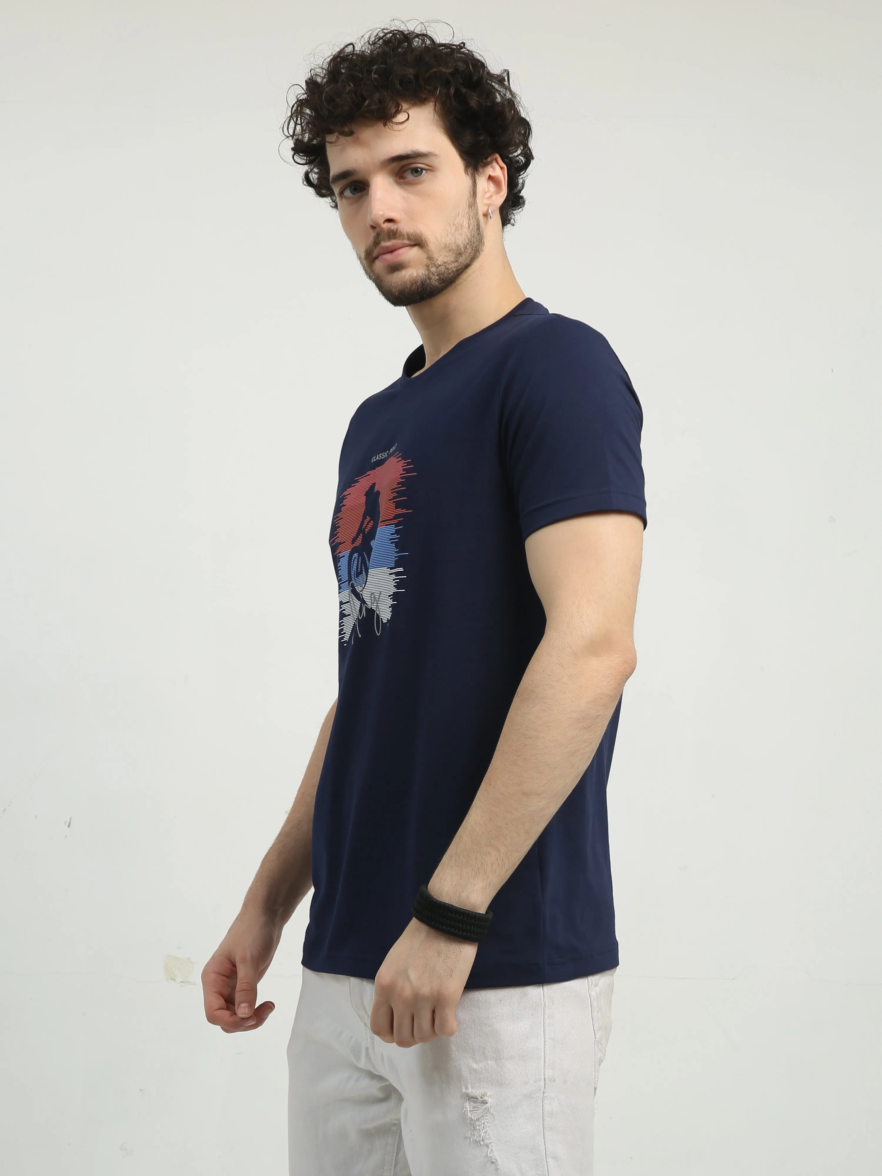 Classic Polo Men's Crew Neck Half Sleeve Slim Fit Cotton T Shirt | BALENO - 556 A SF C