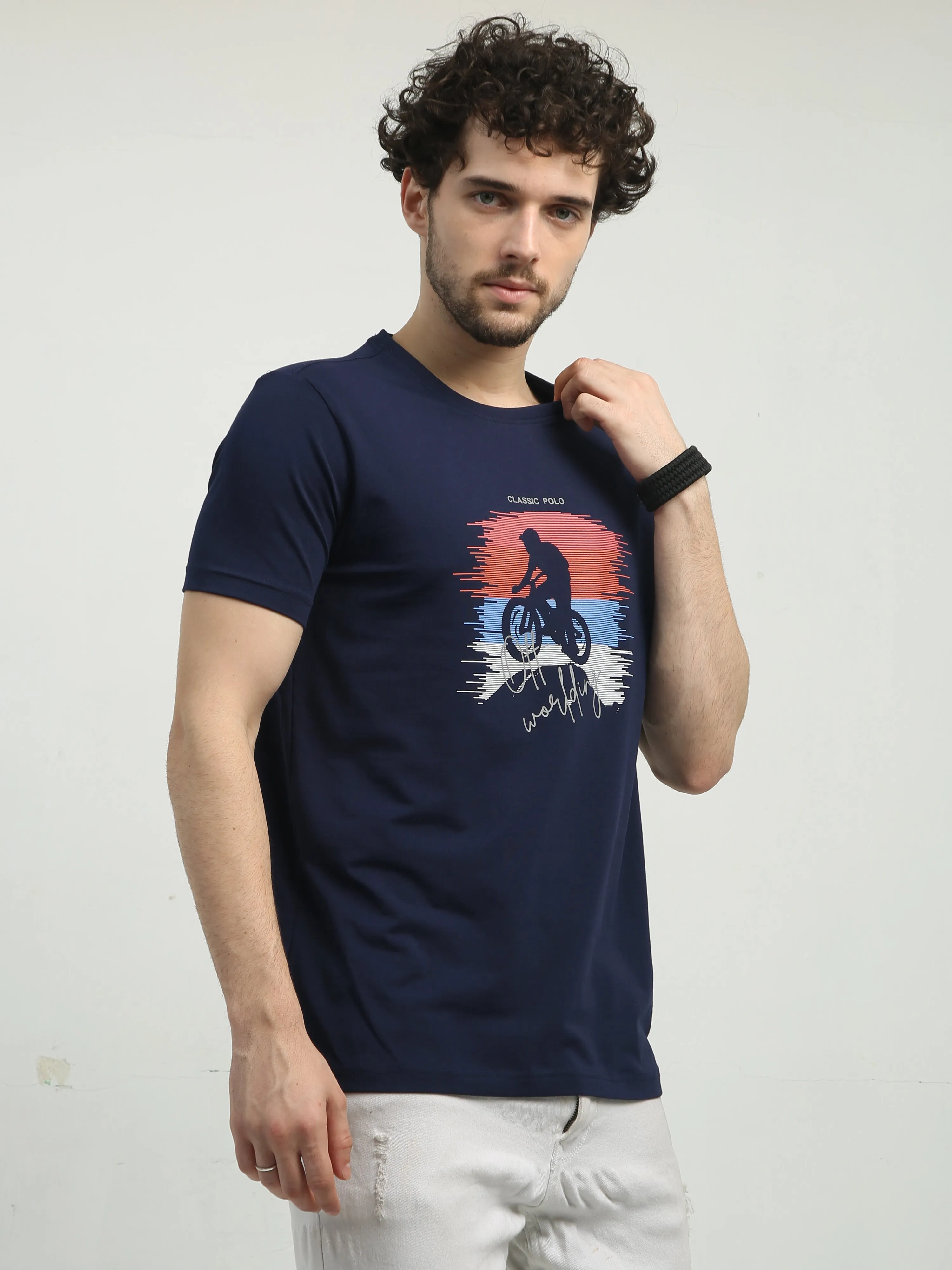 Classic Polo Men's Crew Neck Half Sleeve Slim Fit Cotton T Shirt | BALENO - 556 A SF C