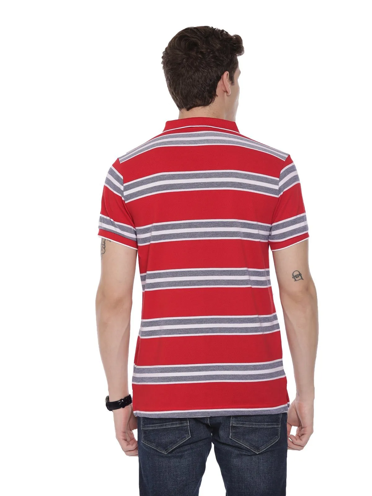Classic Polo Men's Polo Neck Half Sleeve Red Cotton Slim Fit T-Shirt NITRO - 225 B SF P