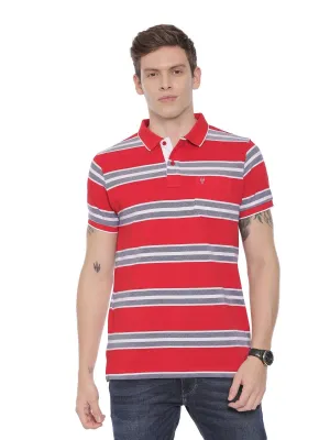 Classic Polo Men's Polo Neck Half Sleeve Red Cotton Slim Fit T-Shirt NITRO - 225 B SF P