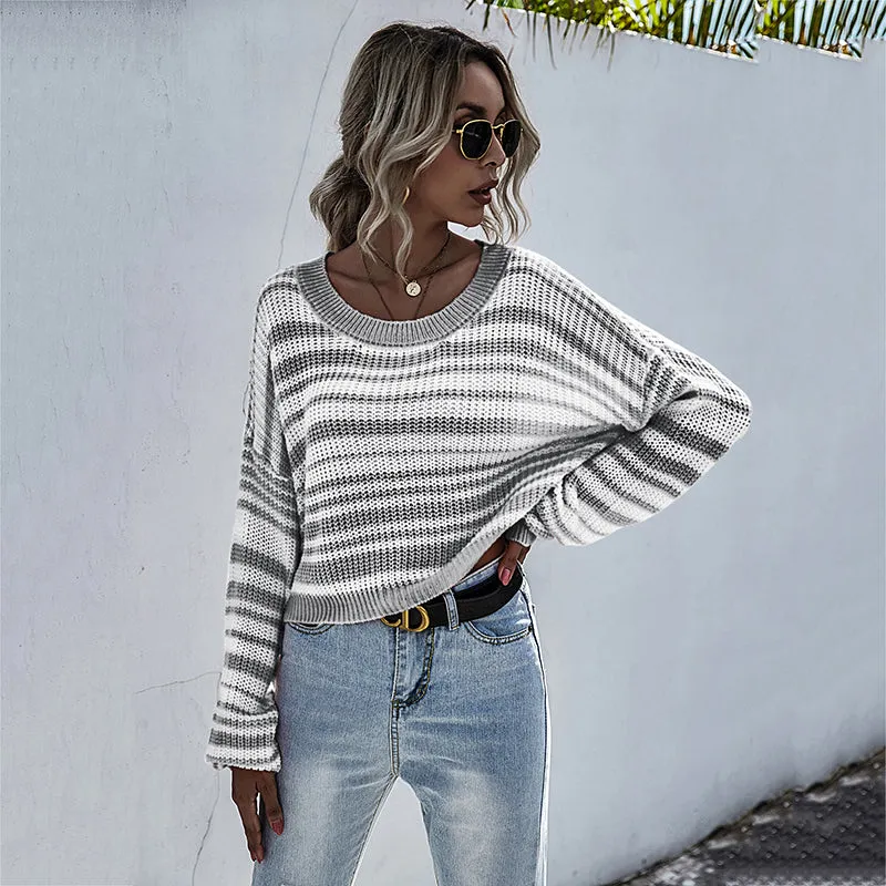 Drop Shoulder Striped Sweater