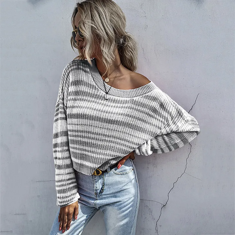 Drop Shoulder Striped Sweater