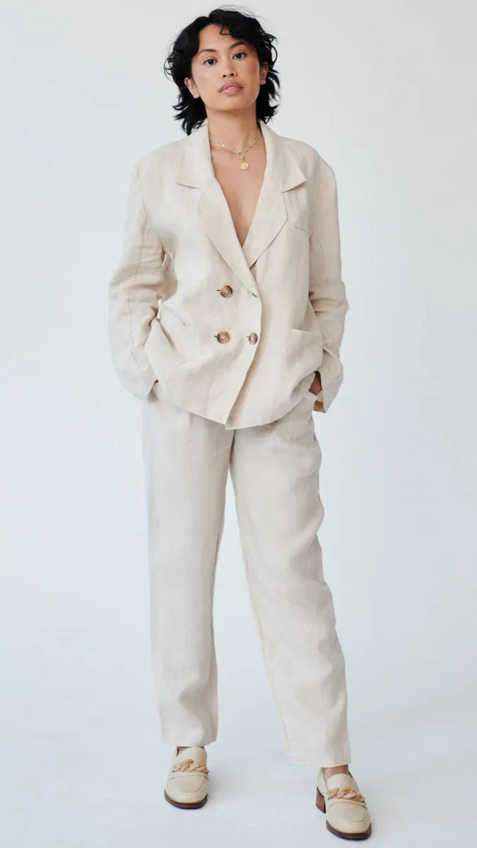 Ethically Made Beige Linen Suit Plain