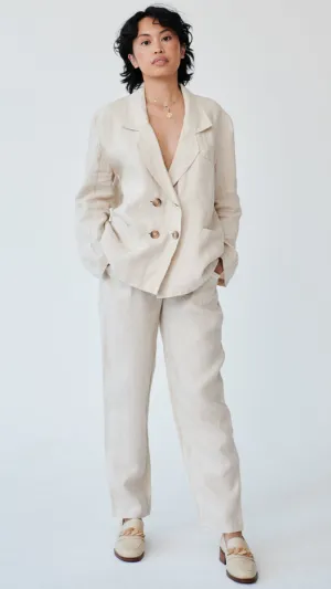 Ethically Made Beige Linen Suit Plain