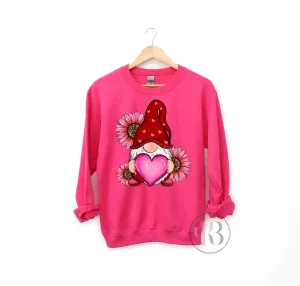 Gnome Holding Heart Floral Sweatshirt