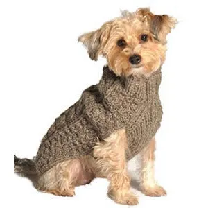 GRAY CABLE KNIT WOOL DOG SWEATER