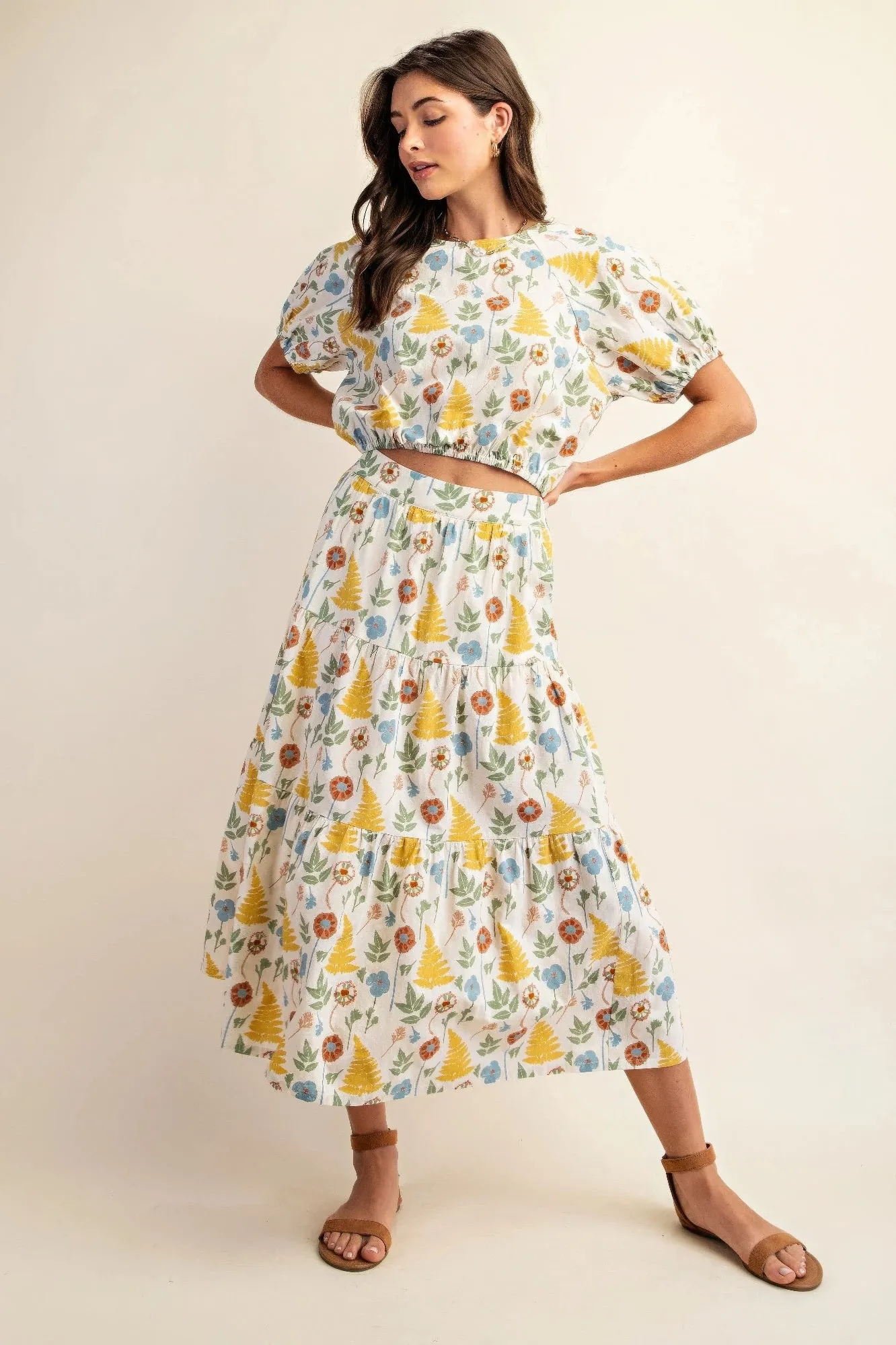 Hot Girl Georgia Floral Print Cotton Short Sleeve Top