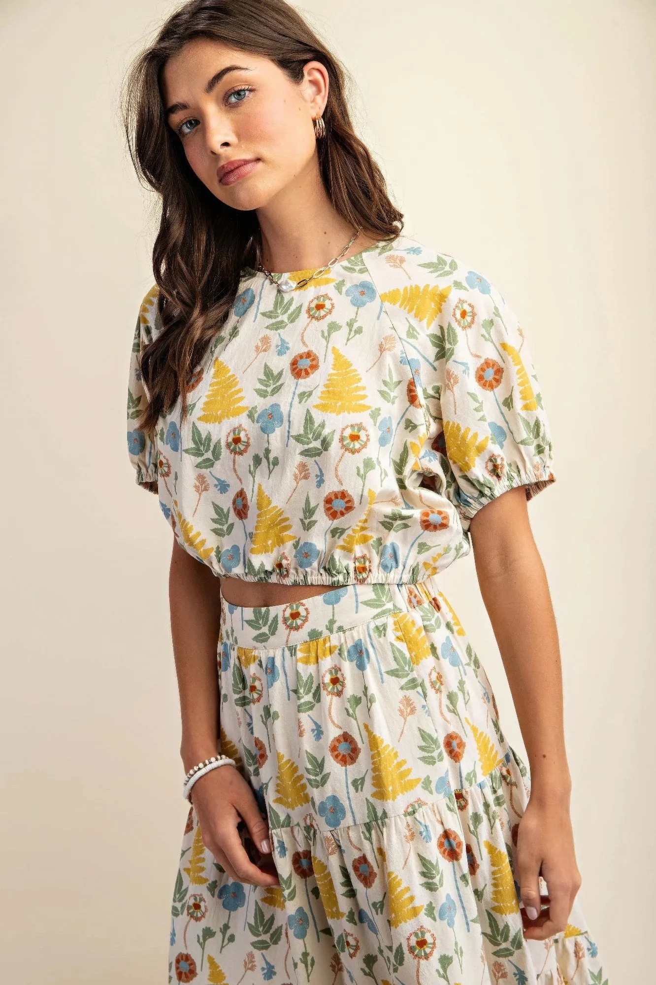 Hot Girl Georgia Floral Print Cotton Short Sleeve Top