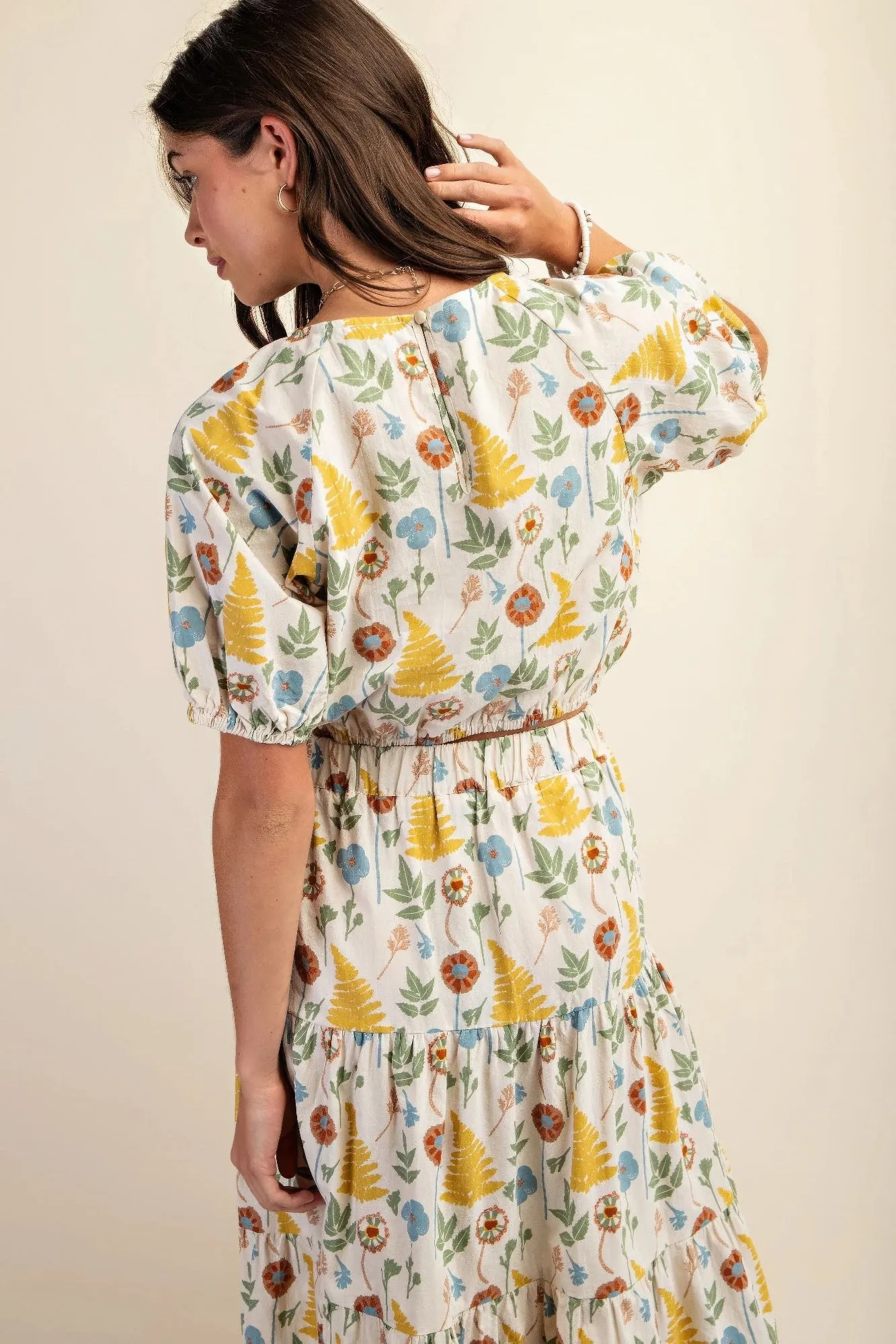 Hot Girl Georgia Floral Print Cotton Short Sleeve Top