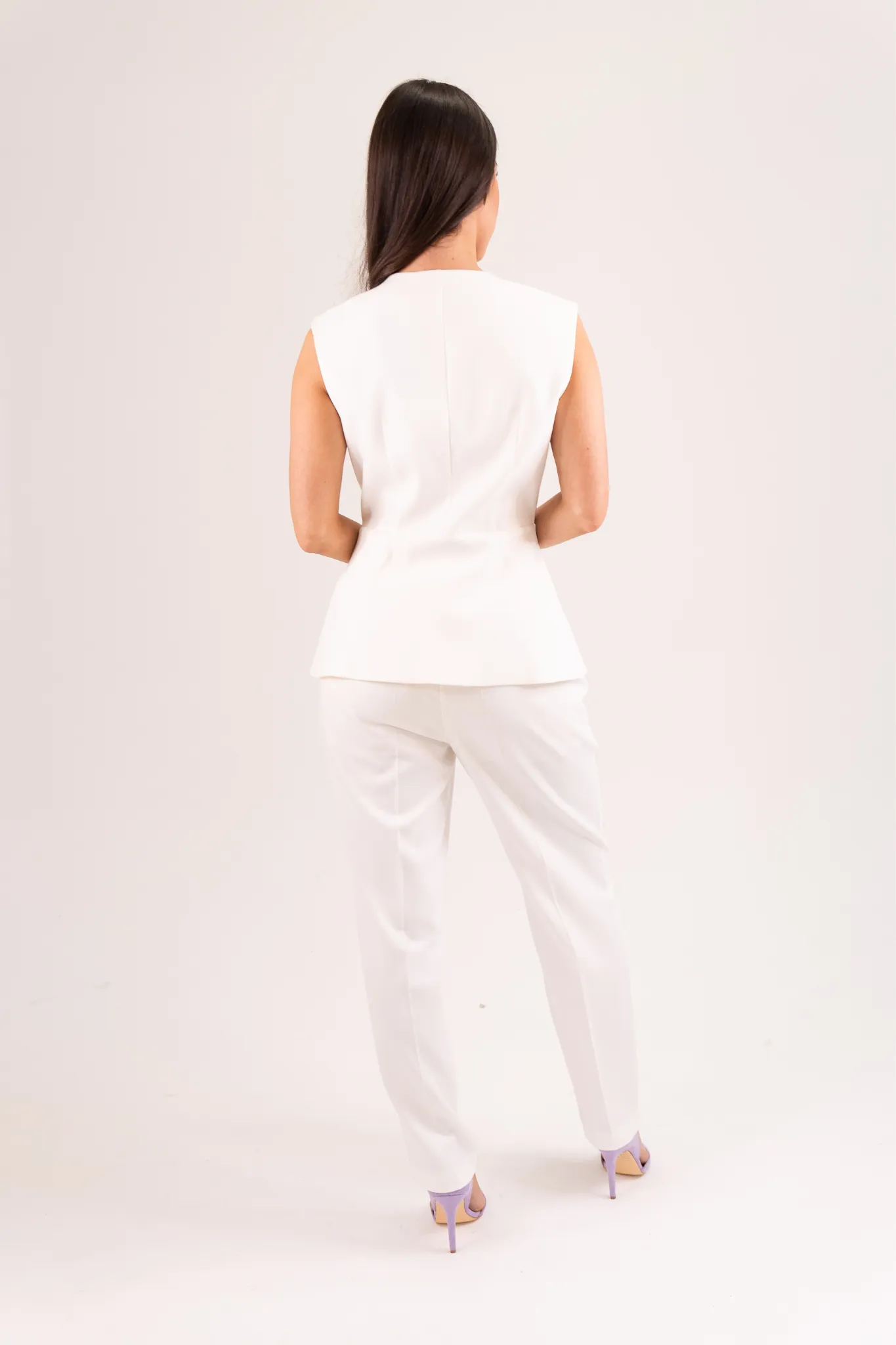 Kayla Split Front Waistcoat In Cream