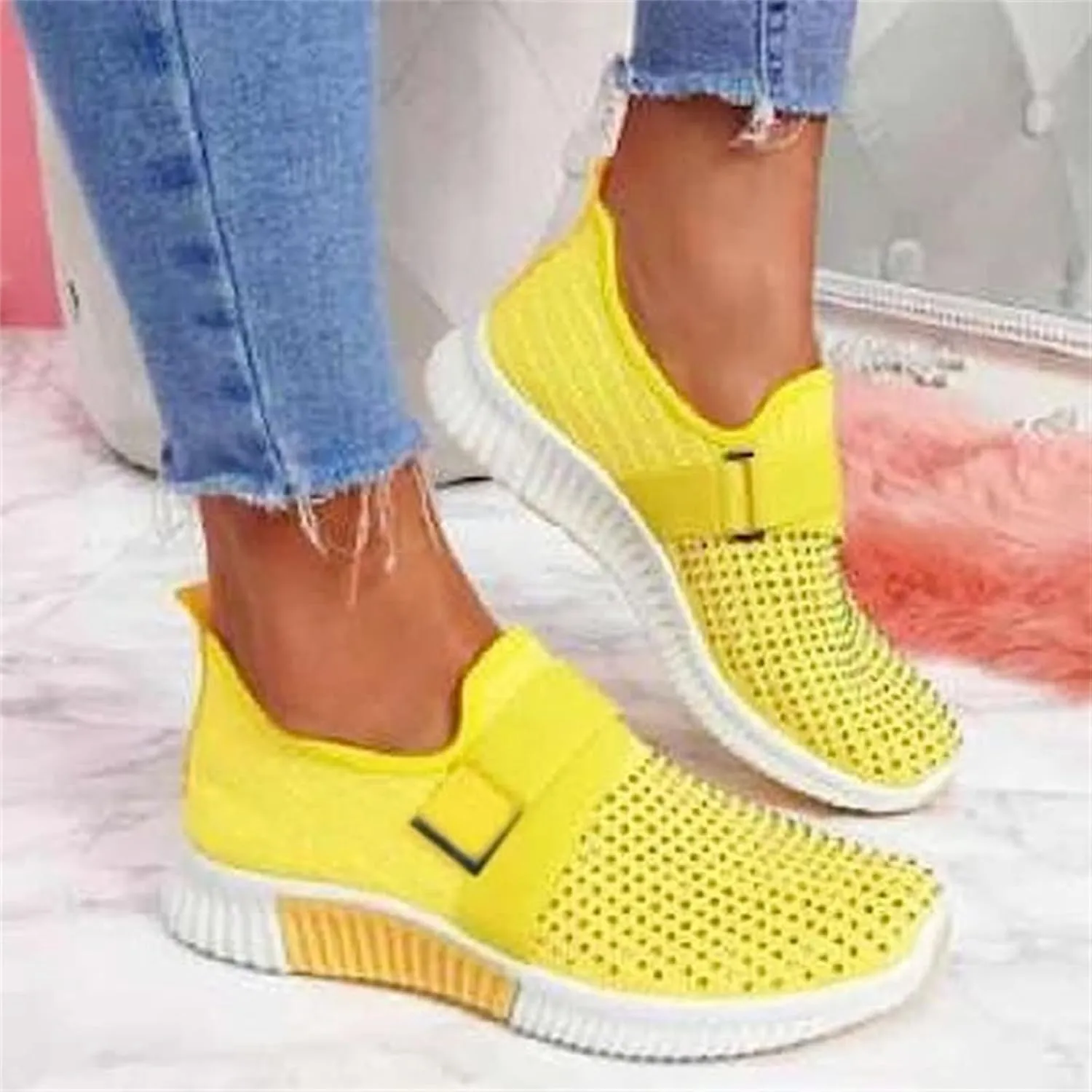 Ladmiple Walking Shoes Women Slip On Lightweight Running Shoes Athletic Tennis Workout Sneakers Casual Fashion Gym Shoes