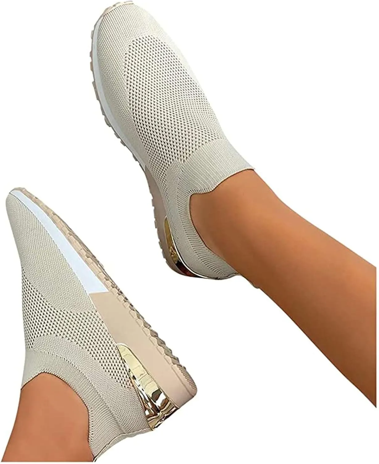 Ladmiple Walking Sneakers For Women Wide Width Tennis Shoes Slip On Memory Foam Non Slip Athletic Running Gym Sneakers
