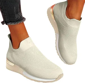 Ladmiple Walking Sneakers For Women Wide Width Tennis Shoes Slip On Memory Foam Non Slip Athletic Running Gym Sneakers