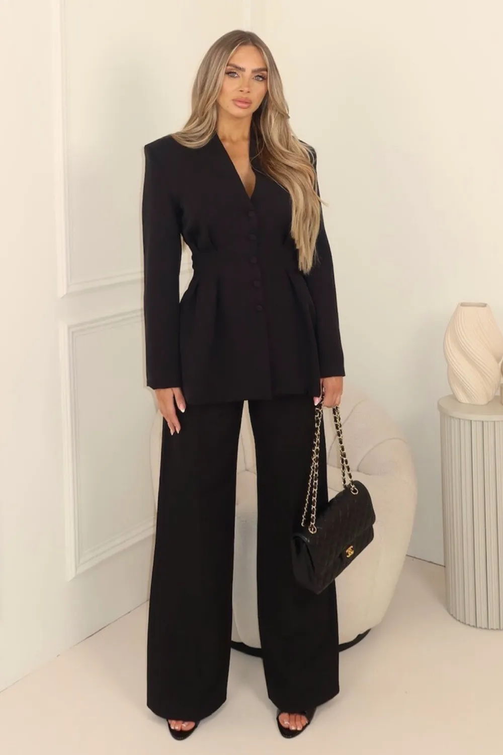 Lauren black wide leg trousers