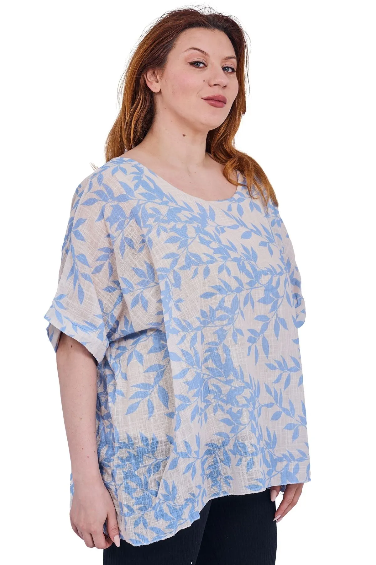Leaf Print Tunic Cotton Top
