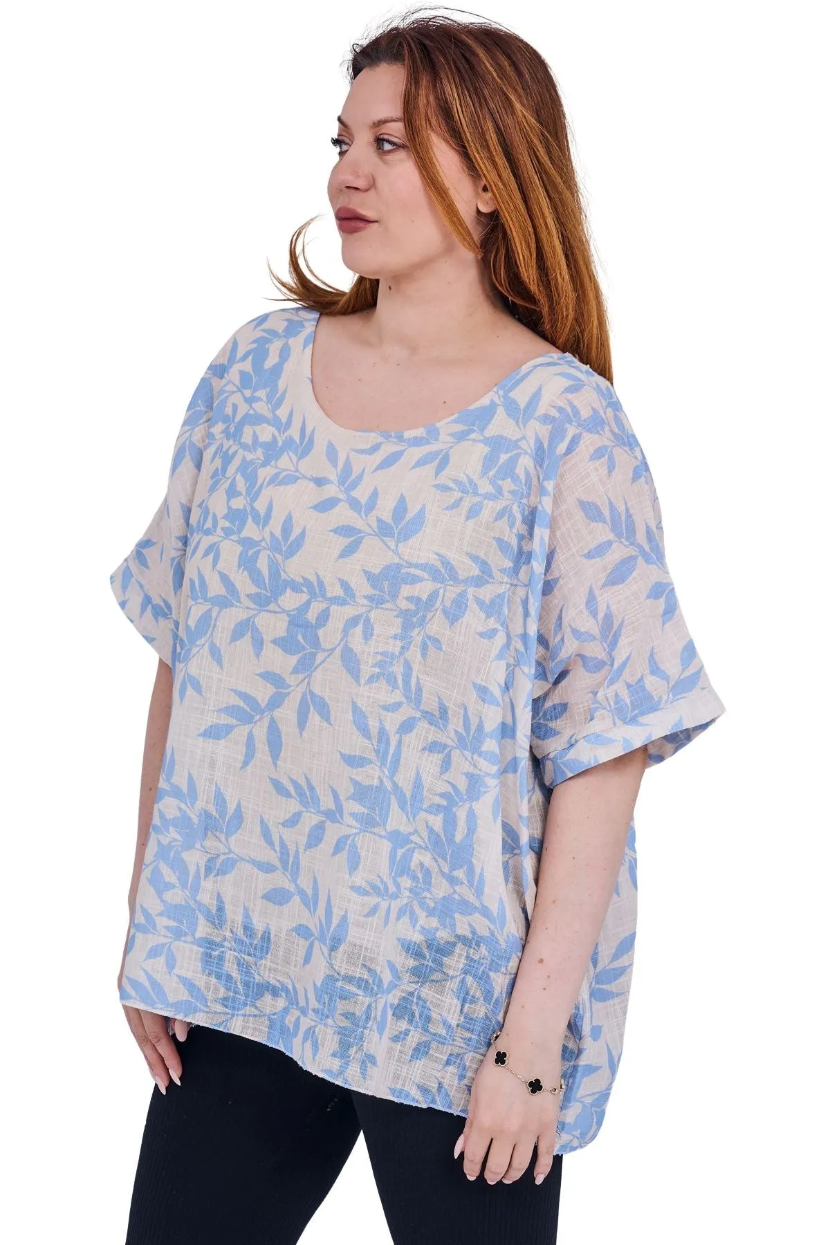 Leaf Print Tunic Cotton Top