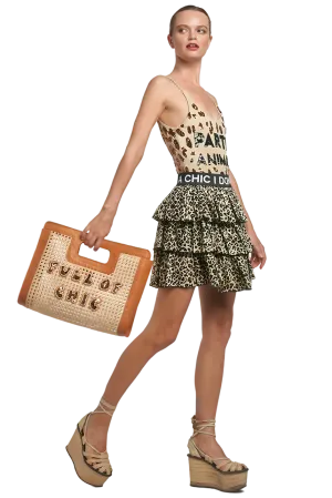 Leopard Cotton Ruffle Mini Skirt