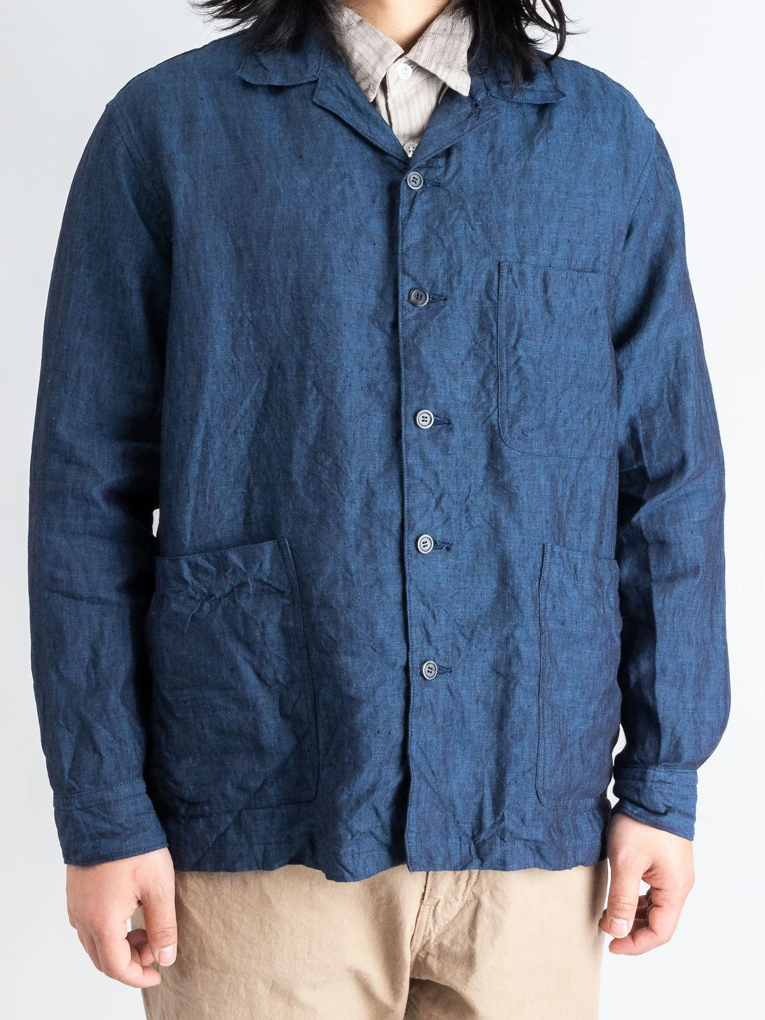 Linen Shirt Jacket in Ink Blue