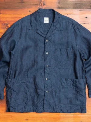 Linen Shirt Jacket in Ink Blue