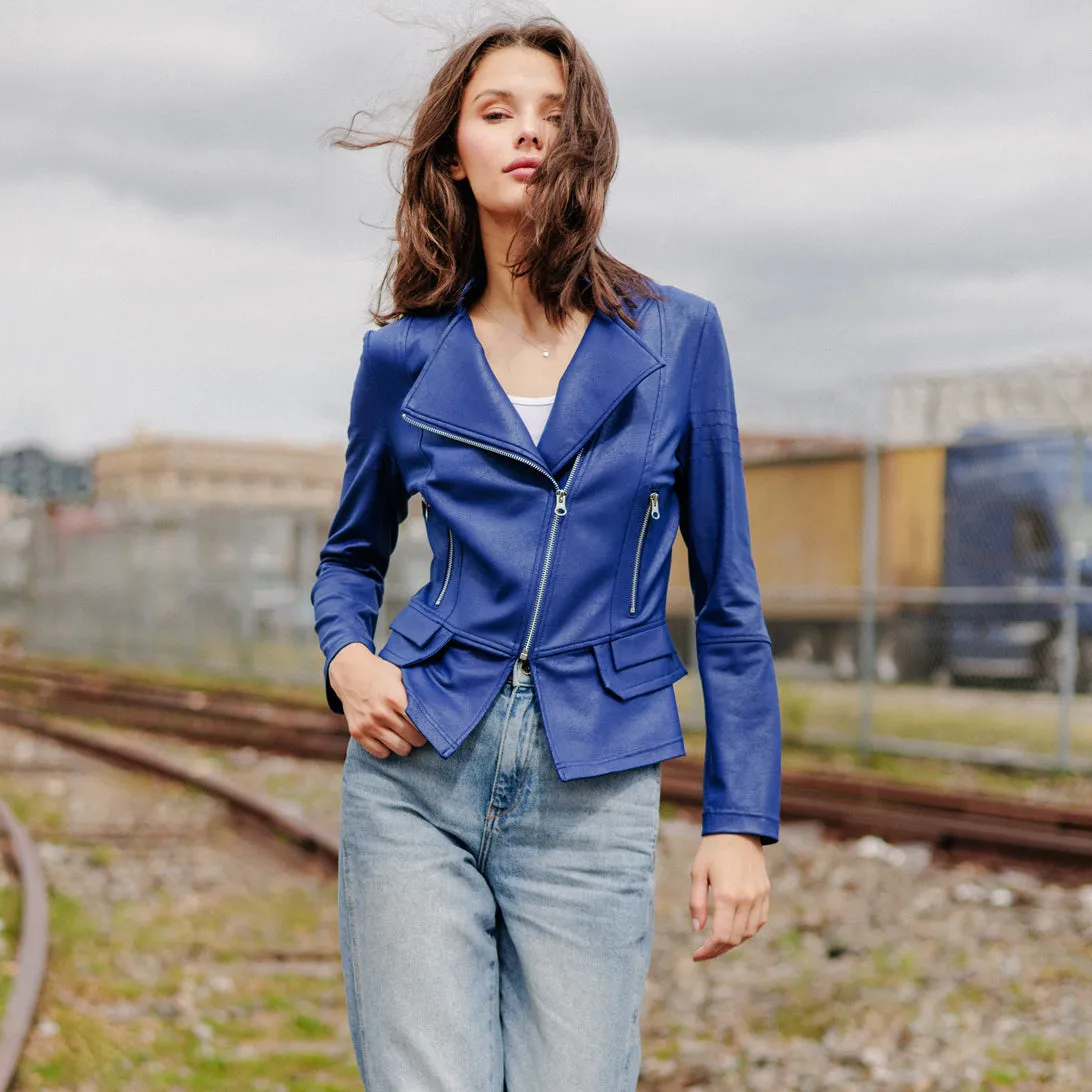 Liquid Leather™ Biker Jacket - Cobalt
