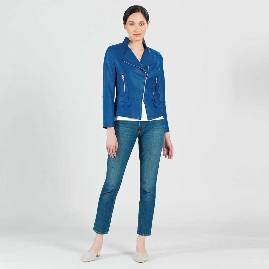 Liquid Leather™ Biker Jacket - Cobalt