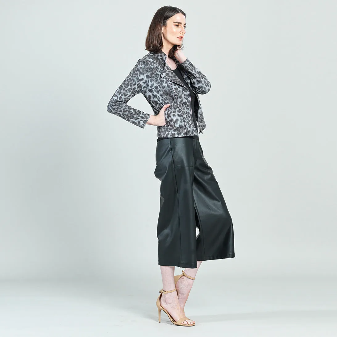 Liquid Leather™ Textured Double Zip Pocket Jacket - Charcoal Cheetah - Final Sale!