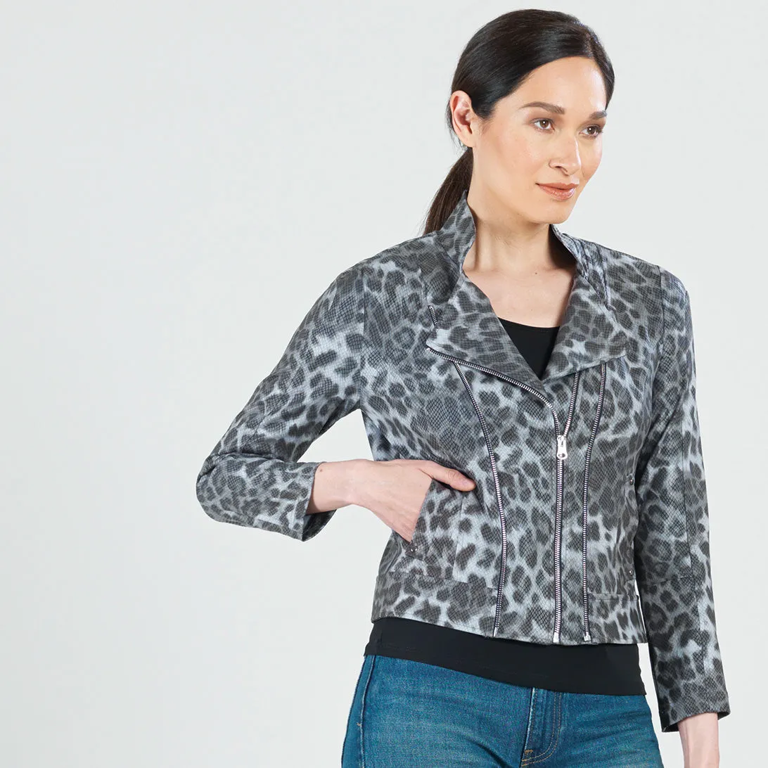 Liquid Leather™ Textured Double Zip Pocket Jacket - Charcoal Cheetah - Final Sale!