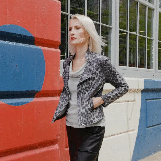 Liquid Leather™ Textured Double Zip Pocket Jacket - Charcoal Cheetah - Final Sale!