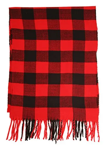 Love Lakeside-Men's Cashmere Feel Winter Plaid Scarf Red Buffalo