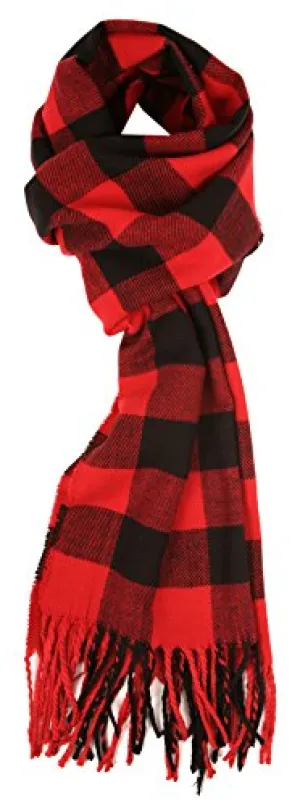 Love Lakeside-Men's Cashmere Feel Winter Plaid Scarf Red Buffalo
