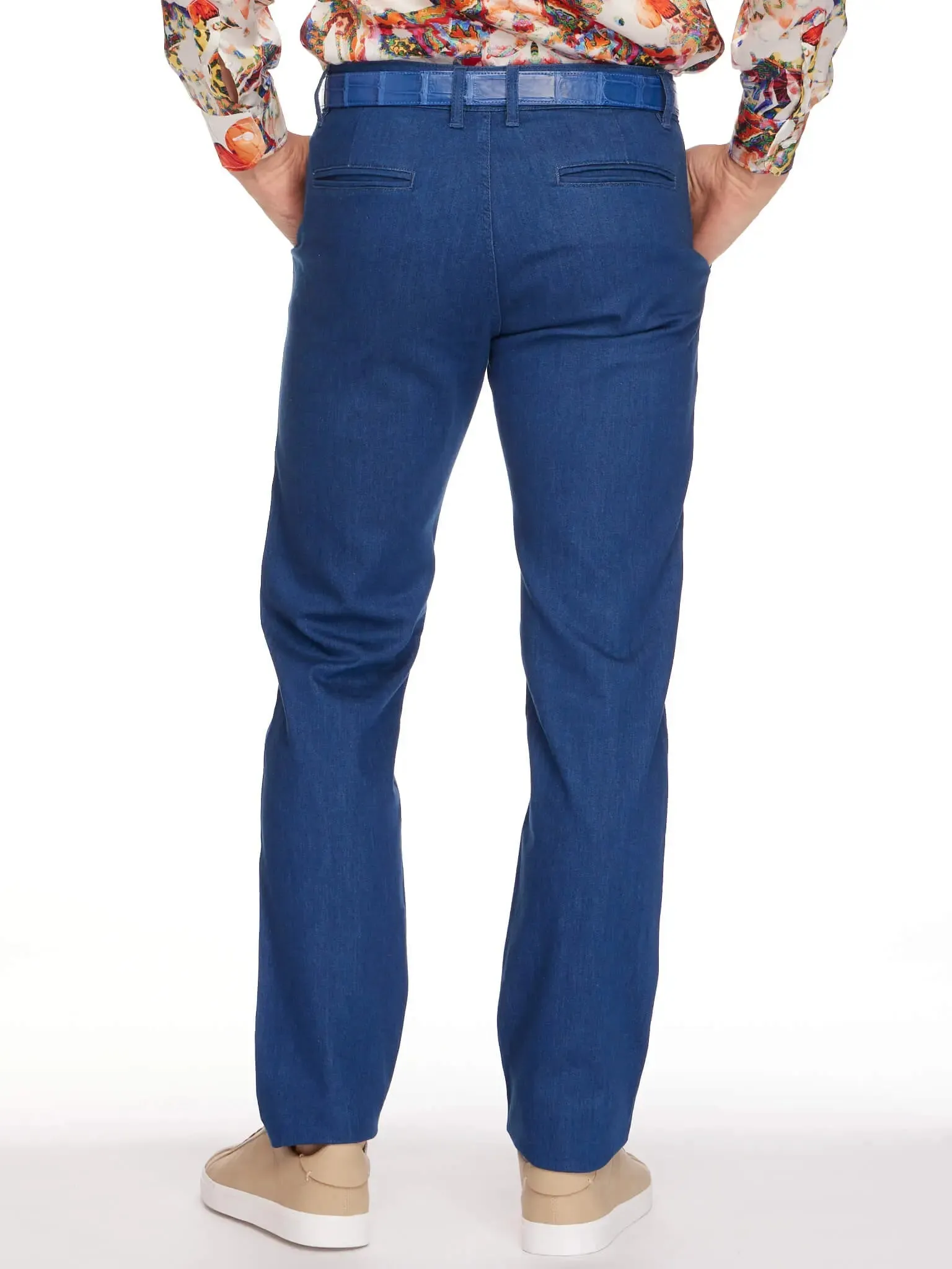 Men's 1 Pleat Stretch Denim Jean In French Blue