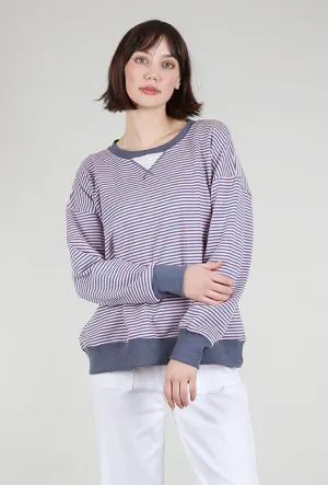 Mini Stripe Oversized Sweatshirt, Indigo/Pink