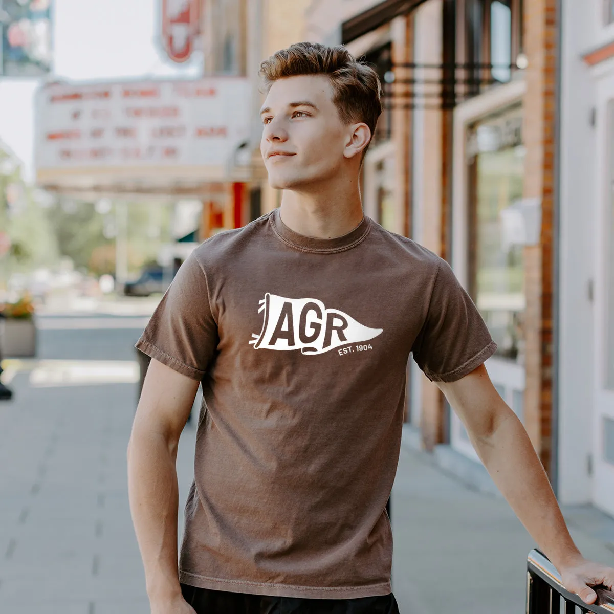 New! AGR Comfort Colors Brown Pennant Short Sleeve Tee